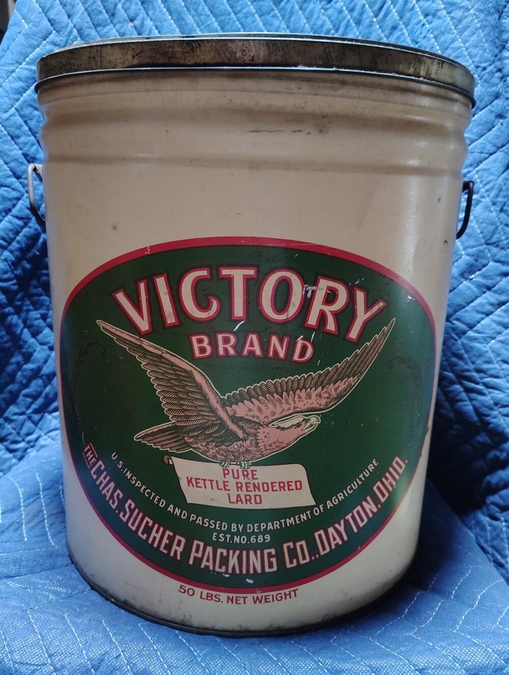 Vintage 50 lb Metal LARD tin